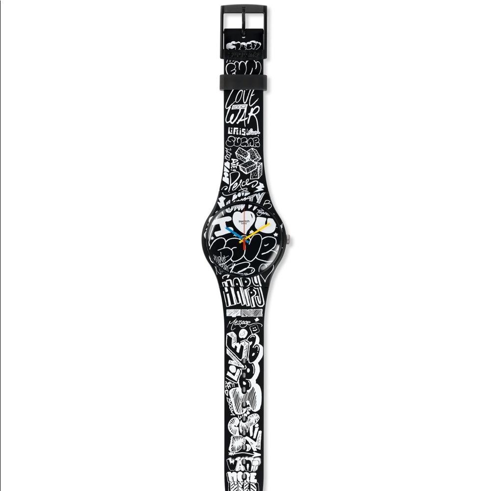 Swatch New Gent Silicone Watch - Love Wall